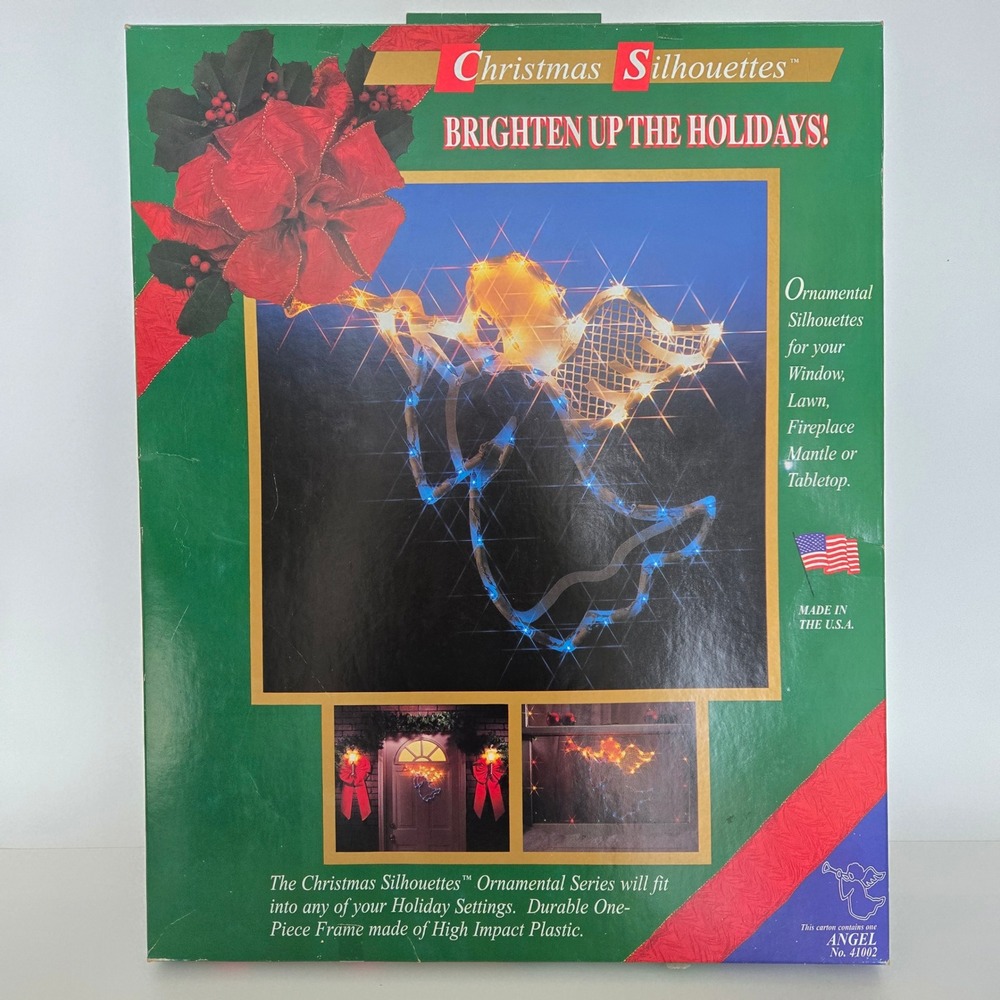 Vintage 90s Light-up Angel‎ Lighted Indoor Outdoor Christmas Silhouettes Markee